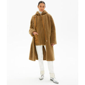 Helmut Lang 2PC Detachable Brown Faux Fur Full Zip Vest and Jacket/Coat, size L